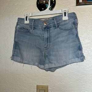 Cuffed High-Waisted Denim Shorts